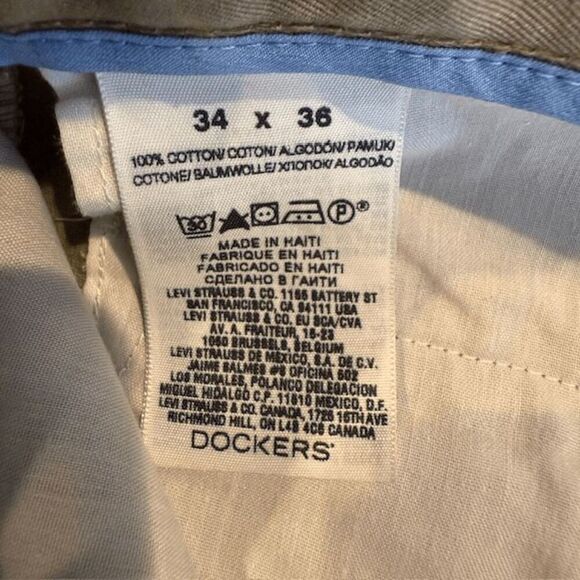 Dockers Signature Khaki Classic Fit Trousers Tan Pants Beige Chino Size 34x36 - Picture 8 of 10
